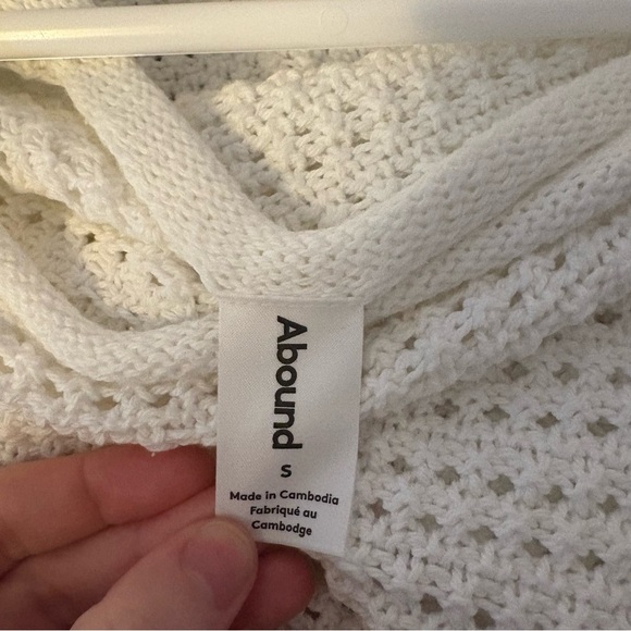 Abound Open Stitch Cotton Sweater Size Small White Crochet Knit Coastal Boho - Picture 5 of 5